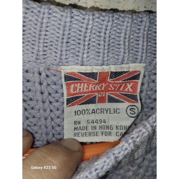 Vintage Cherry Stix Lavender Oversized Sweater Size Small 80s - Picture 5 of 7